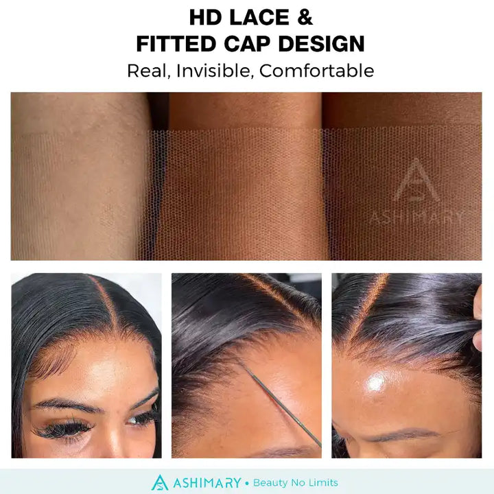 Super Easy Straight Bob Wear & Go Pre Cut HD Transparent Lace Closure Wig with Pre Plucked Hairline & Bleached Knot
