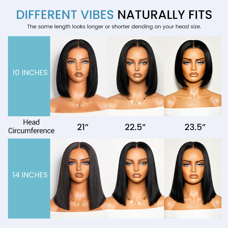 Super Easy Straight Bob Wear & Go Pre Cut HD Transparent Lace Closure Wig with Pre Plucked Hairline & Bleached Knot