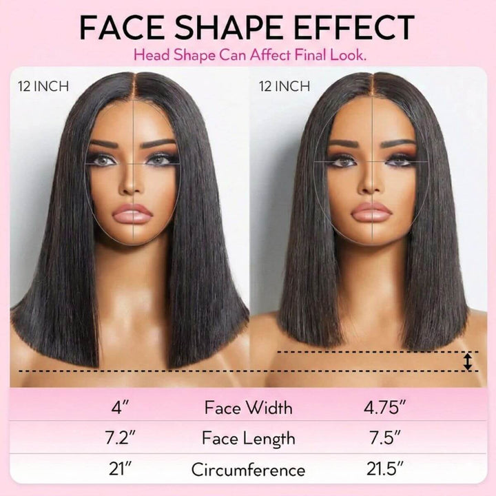 MS CAT HAIR - Premium Straight Bob 5x5 HD Transparent Lace Glueless Wear & Go Wig